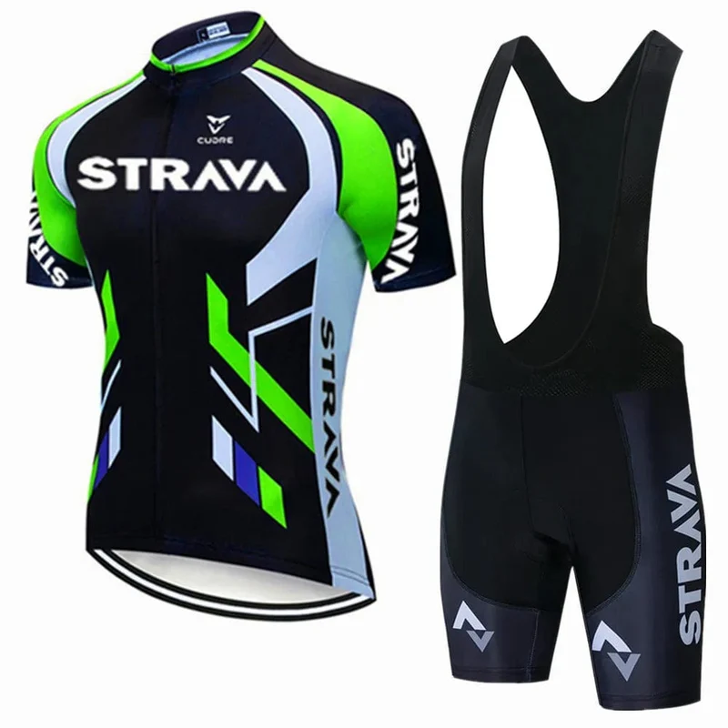 Strava Fahrräder Radtrikot Set MTB Herren Radtrikot Sommer Zyklus T-Shirt Trägerhose Anzug Triathlon Mountainbike Kleidung