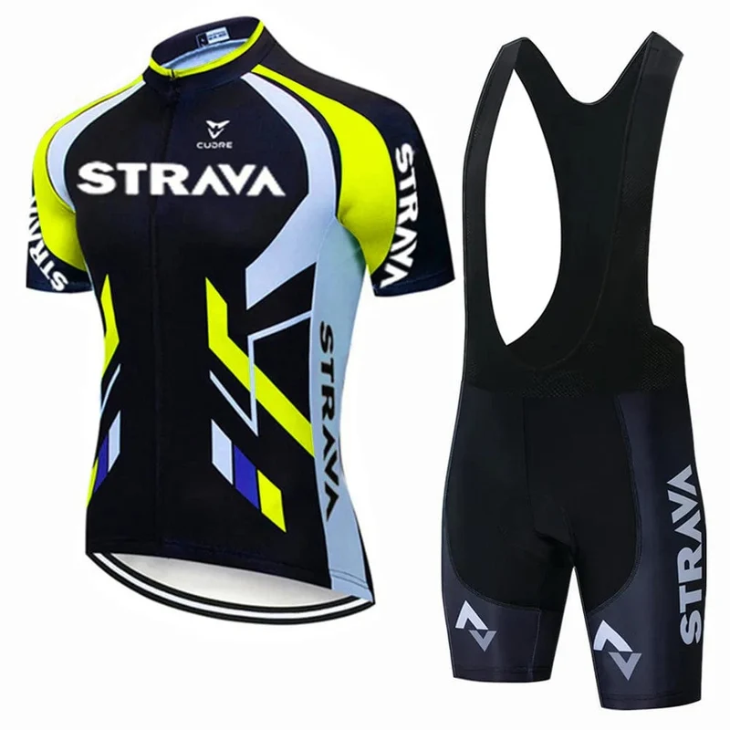 Strava Fahrräder Radtrikot Set MTB Herren Radtrikot Sommer Zyklus T-Shirt Trägerhose Anzug Triathlon Mountainbike Kleidung