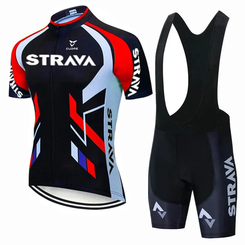 Strava Fahrräder Radtrikot Set MTB Herren Radtrikot Sommer Zyklus T-Shirt Trägerhose Anzug Triathlon Mountainbike Kleidung