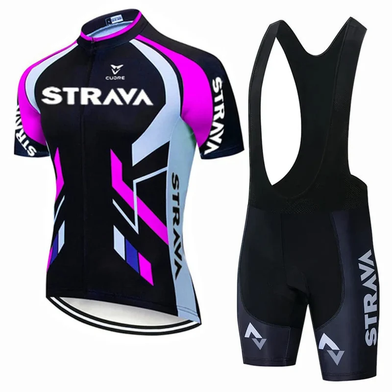 Strava Fahrräder Radtrikot Set MTB Herren Radtrikot Sommer Zyklus T-Shirt Trägerhose Anzug Triathlon Mountainbike Kleidung