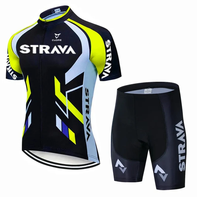 Strava Fahrräder Radtrikot Set MTB Herren Radtrikot Sommer Zyklus T-Shirt Trägerhose Anzug Triathlon Mountainbike Kleidung