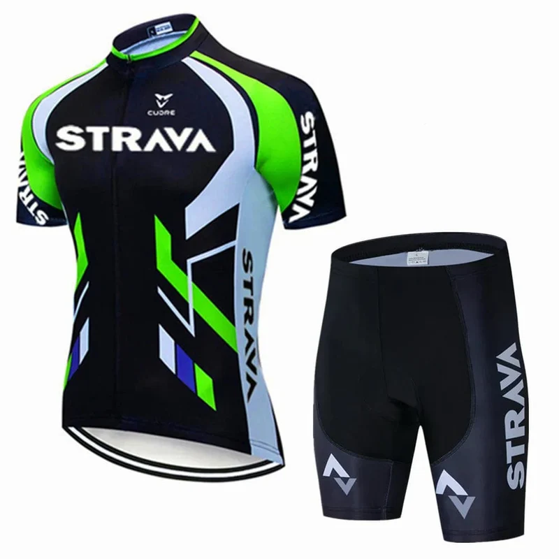 Strava Fahrräder Radtrikot Set MTB Herren Radtrikot Sommer Zyklus T-Shirt Trägerhose Anzug Triathlon Mountainbike Kleidung