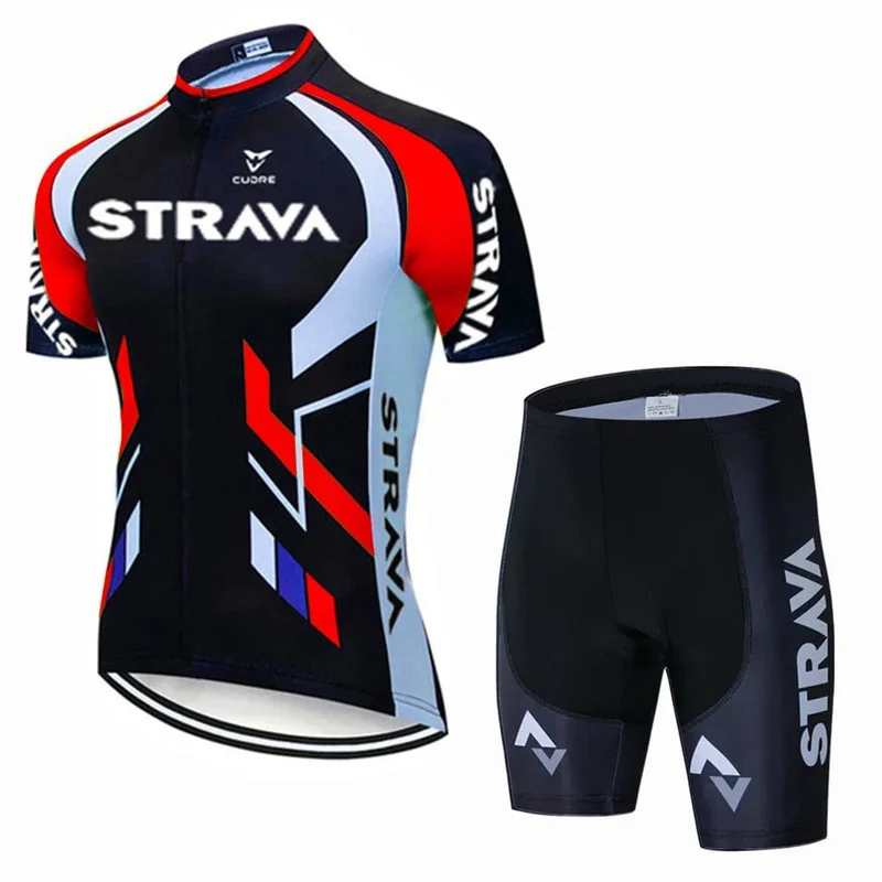 Strava Fahrräder Radtrikot Set MTB Herren Radtrikot Sommer Zyklus T-Shirt Trägerhose Anzug Triathlon Mountainbike Kleidung