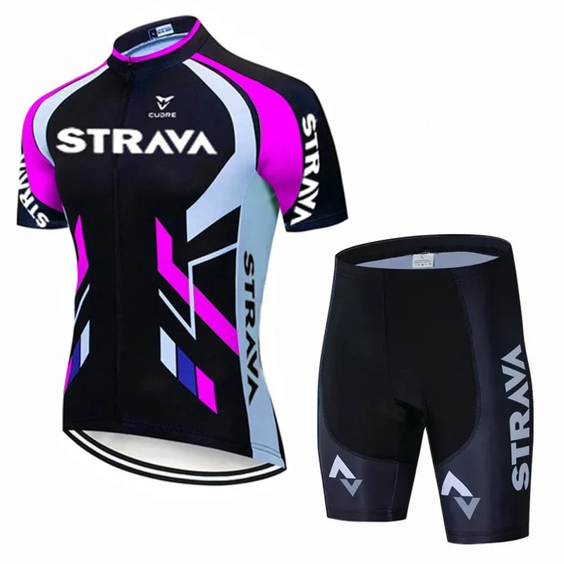 Strava Fahrräder Radtrikot Set MTB Herren Radtrikot Sommer Zyklus T-Shirt Trägerhose Anzug Triathlon Mountainbike Kleidung