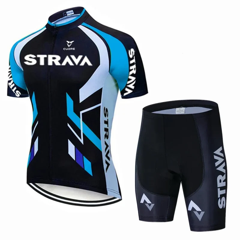 Strava Fahrräder Radtrikot Set MTB Herren Radtrikot Sommer Zyklus T-Shirt Trägerhose Anzug Triathlon Mountainbike Kleidung