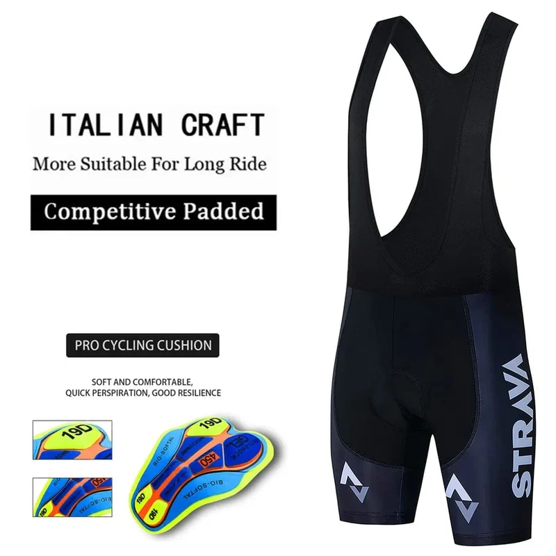 Strava Fahrräder Radtrikot Set MTB Herren Radtrikot Sommer Zyklus T-Shirt Trägerhose Anzug Triathlon Mountainbike Kleidung