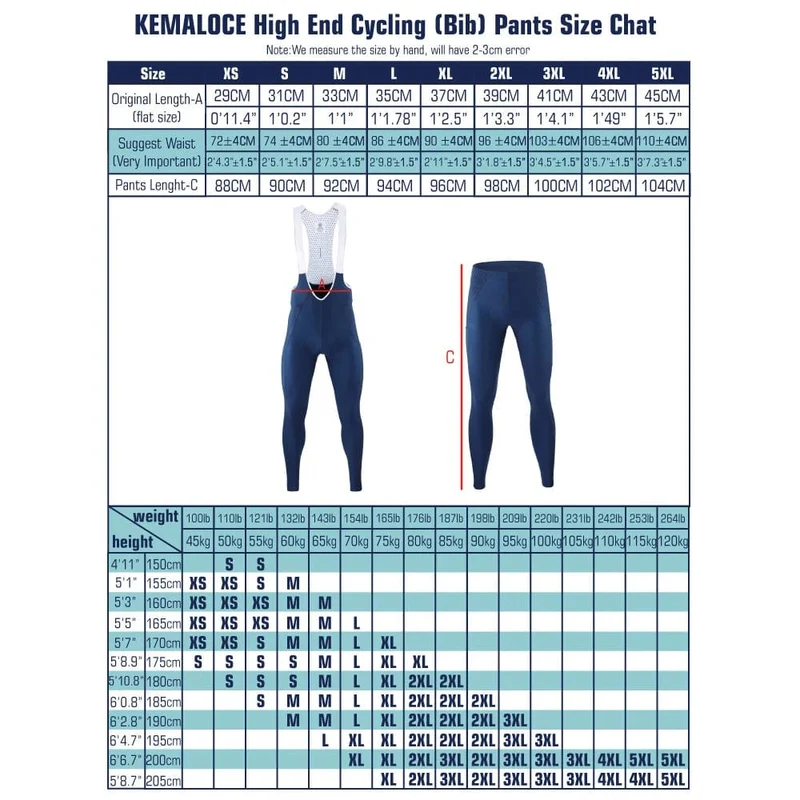KEMALOCE Herren Fahrradhose Sommer und Herbst, schnell trocknend, blau/schwarz/grau, Gel-Pad, MTB, Fahrrad-Trägerhose, hochwertige, atmungsaktive lange Strumpfhose