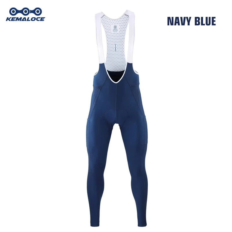 KEMALOCE Herren Fahrradhose Sommer und Herbst, schnell trocknend, blau/schwarz/grau, Gel-Pad, MTB, Fahrrad-Trägerhose, hochwertige, atmungsaktive lange Strumpfhose