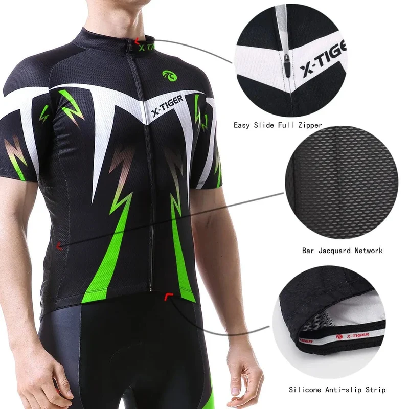 X-TIGER Pro Radfahren Jersey Set Männer Fahrrad Kleidung MTB Sommer Quick-dry Bike Reiten Kleidung Anti-UV Anzug Zubehör
