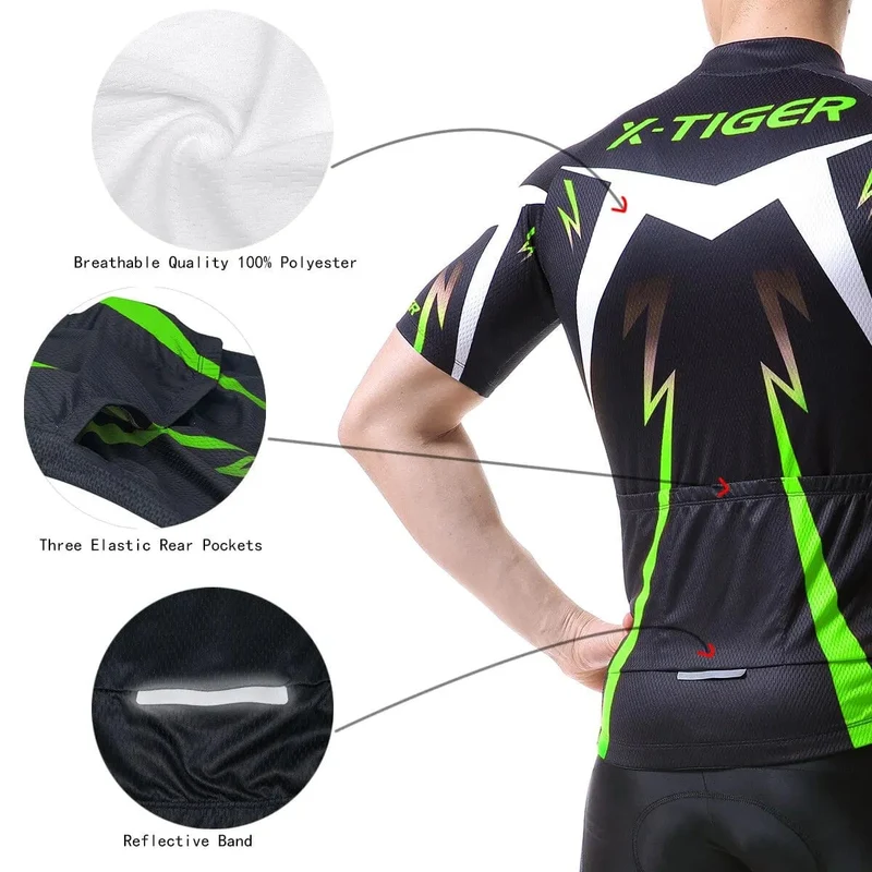 X-TIGER Pro Radfahren Jersey Set Männer Fahrrad Kleidung MTB Sommer Quick-dry Bike Reiten Kleidung Anti-UV Anzug Zubehör