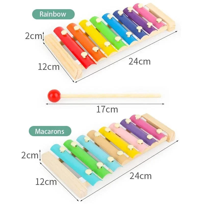 Holz 8 Töne Multicolor Xylophon Holz Musikinstrument Spielzeug Für Baby Kinder Holz Musikinstrument Spielzeug Zubehör