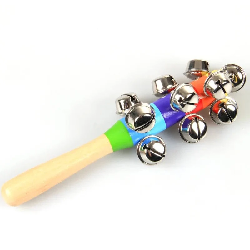 Freies Verschiffen Bunte Regenbogen Hand Glocke Stick Holz Percussion Musical Spielzeug für KTV Party Kinder Spiel Großhandel Einzelhandel