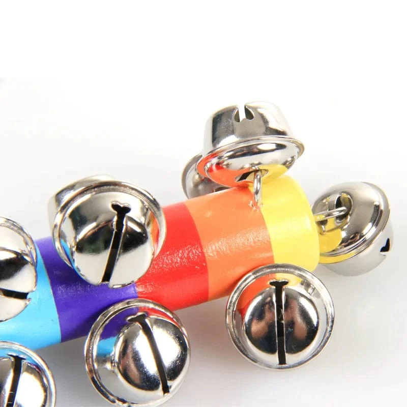 Freies Verschiffen Bunte Regenbogen Hand Glocke Stick Holz Percussion Musical Spielzeug für KTV Party Kinder Spiel Großhandel Einzelhandel