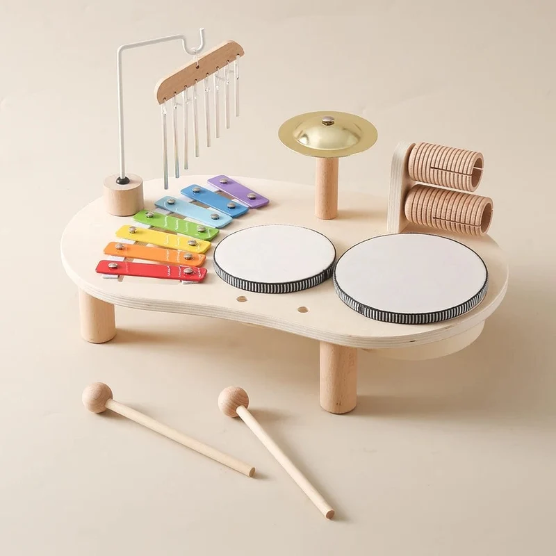 Baby Äolische Glocken Rassel Montessori Lernspielzeug Kinder Musikspielzeug Kinder Schlagzeug Musiktisch Holz Musikinstrumente