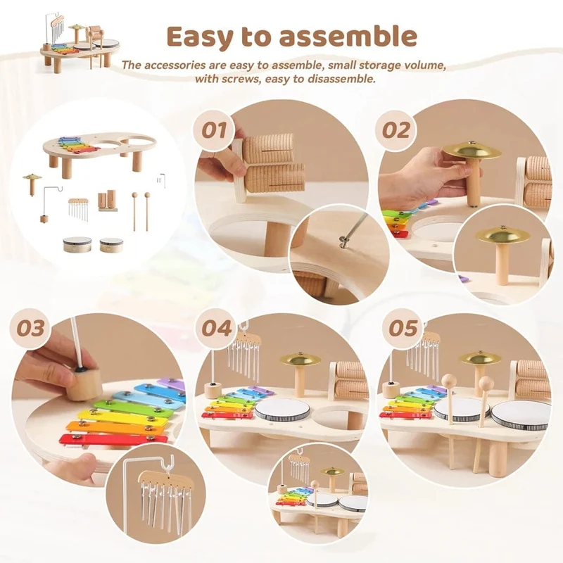 Baby Äolische Glocken Rassel Montessori Lernspielzeug Kinder Musikspielzeug Kinder Schlagzeug Musiktisch Holz Musikinstrumente