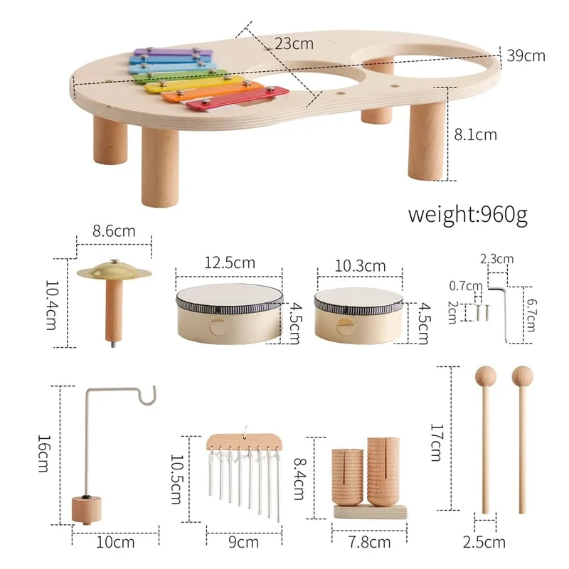 Baby Äolische Glocken Rassel Montessori Lernspielzeug Kinder Musikspielzeug Kinder Schlagzeug Musiktisch Holz Musikinstrumente