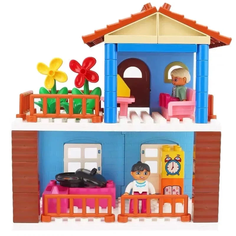 Große Bausteine, Spielhaus, Möbelzubehör, Innenutensilien, Bett, kompatibel mit großen Ziegelsteinen, zum Zusammenbauen von Spielzeug für Kinder, Kinder, Geschenk