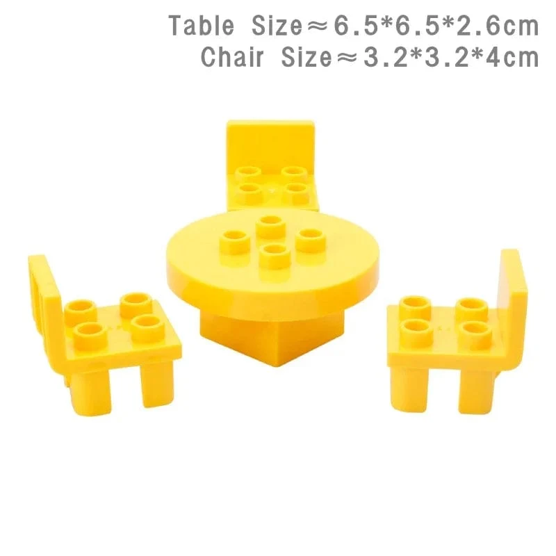 Große Bausteine, Spielhaus, Möbelzubehör, Innenutensilien, Bett, kompatibel mit großen Ziegelsteinen, zum Zusammenbauen von Spielzeug für Kinder, Kinder, Geschenk