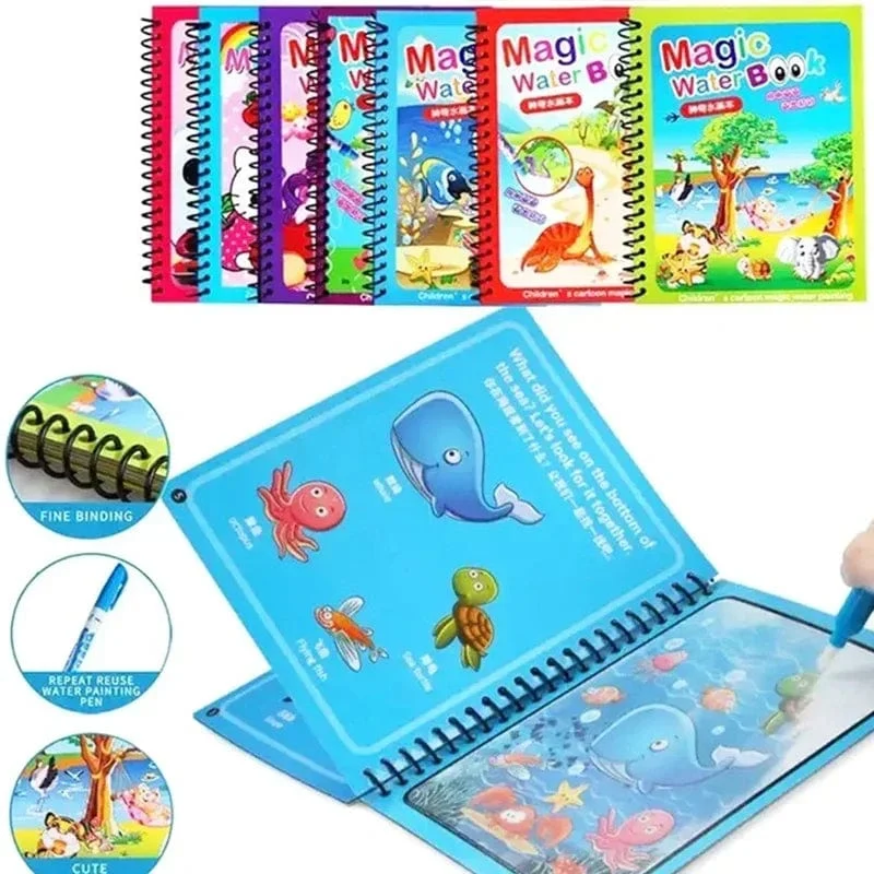 Montessori-Spielzeug für Kinder, wiederverwendbares Malbuch, magisches Wasser-Malbuch, Mal- und Zeichenspielzeug, sensorisches Früherziehungsspielzeug für Kinder