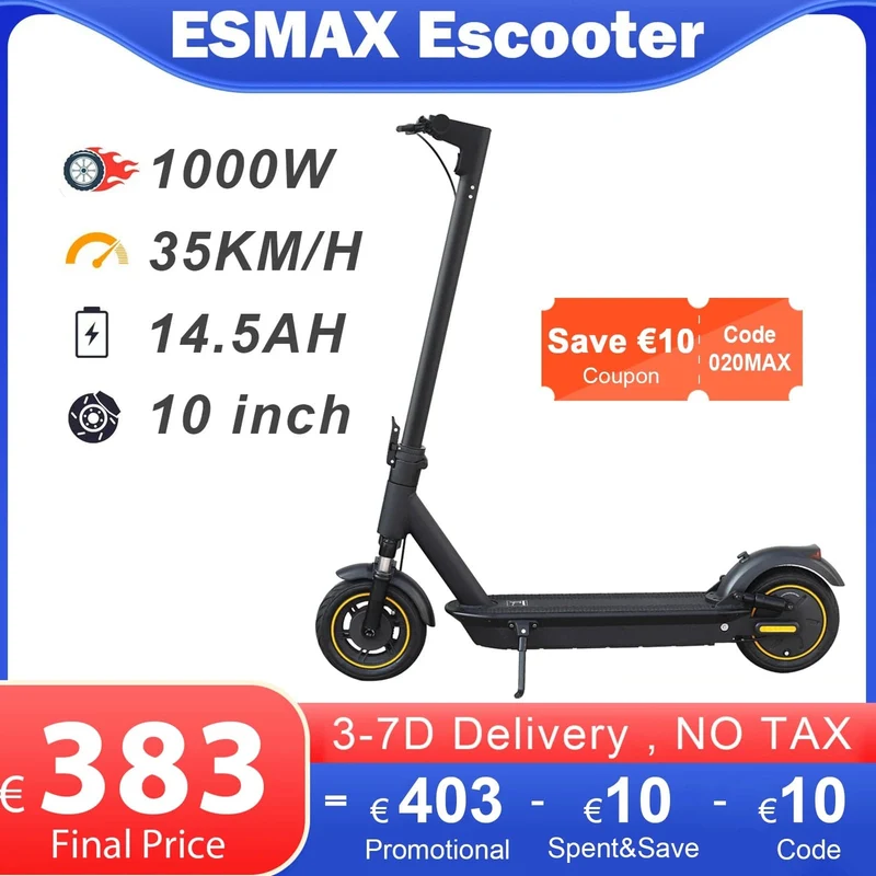 JUICEASE 1000W Elektroroller 42V14.5AH Batterie Erwachsene APP Smart 10 Zoll Luftreifen Escooter Stoßdämpfung Kostenlose Rollertasche