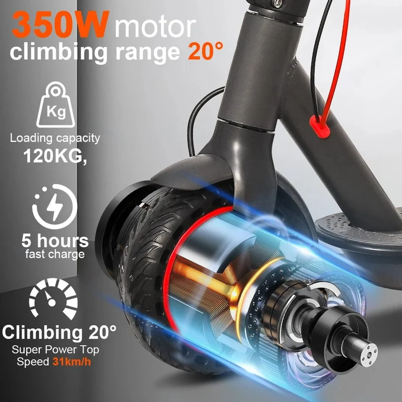 JUICEASE 16 km Elektroroller für Erwachsene, 350 W, 7.5 Ah, Escooter, 8.5-Zoll-Reifen, kostenloser Versand, 31 km/h, IP65, wasserdichter elektrischer Tretroller