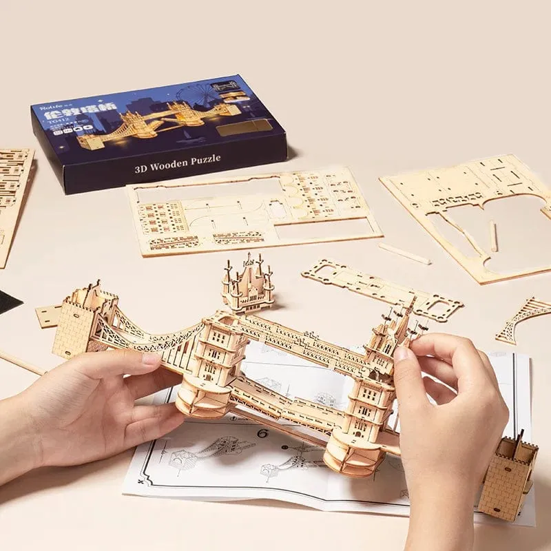 Robotime 3D Holz Puzzle Spiel Big Ben Tower Bridge Pagode Gebäude Modell Spielzeug Für Kinder Kinder Geburtstag Geschenk
