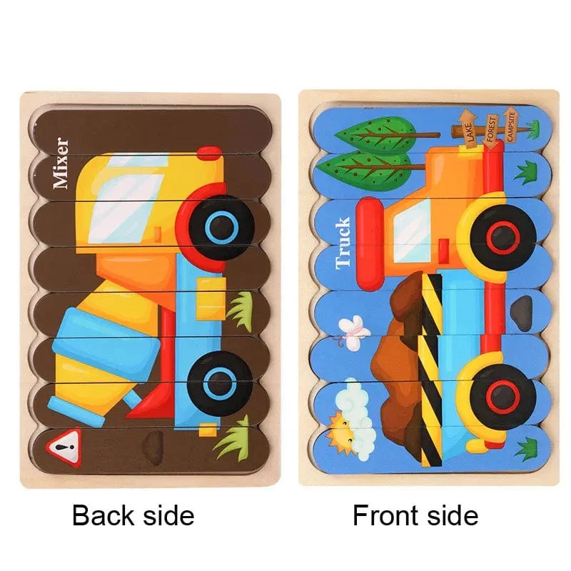 Baby Hölzernes Montessori-Puzzle Kinderspiel Holzpuzzle 3D Cartoon Tierpuzzle Babys Spielzeug Puzzles Für Kinder 1 2 3 Jahre alt