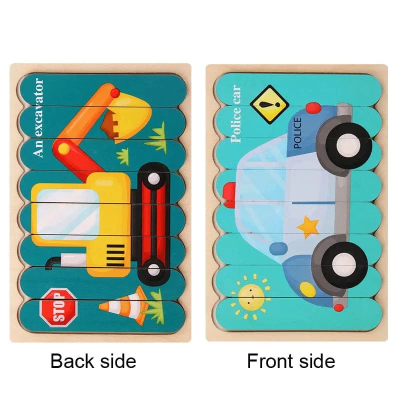 Baby Hölzernes Montessori-Puzzle Kinderspiel Holzpuzzle 3D Cartoon Tierpuzzle Babys Spielzeug Puzzles Für Kinder 1 2 3 Jahre alt