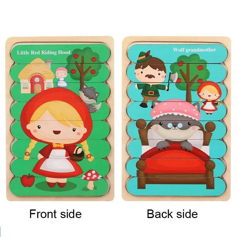 Baby Hölzernes Montessori-Puzzle Kinderspiel Holzpuzzle 3D Cartoon Tierpuzzle Babys Spielzeug Puzzles Für Kinder 1 2 3 Jahre alt