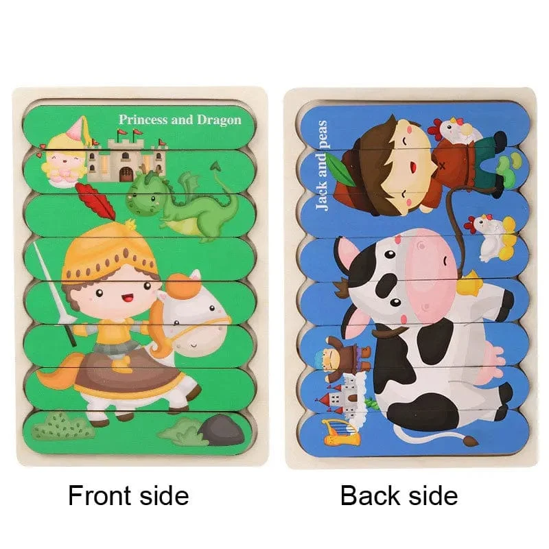 Baby Hölzernes Montessori-Puzzle Kinderspiel Holzpuzzle 3D Cartoon Tierpuzzle Babys Spielzeug Puzzles Für Kinder 1 2 3 Jahre alt