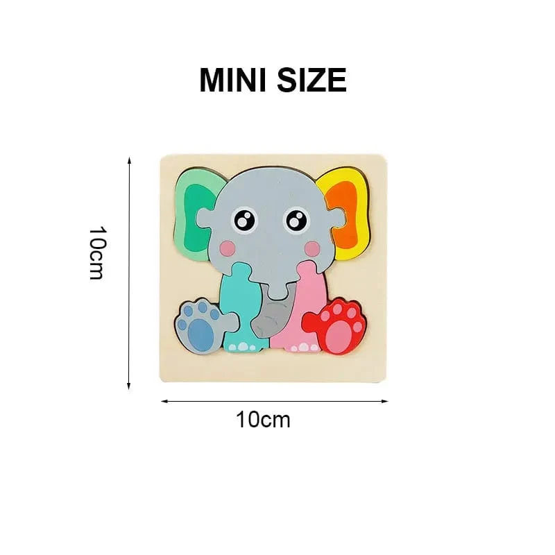 Baby Hölzernes Montessori-Puzzle Kinderspiel Holzpuzzle 3D Cartoon Tierpuzzle Babys Spielzeug Puzzles Für Kinder 1 2 3 Jahre alt