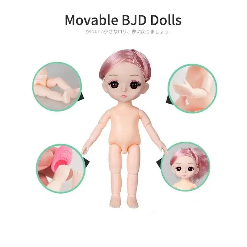 8 teile/satz BJD Gelenk Puppe 16cm 13 Kugelgelenke Mode Puppen Mit Vollen Satz Kleidung Ankleide Mädchen Spielzeug Geburtstag Geschenk Mit Box