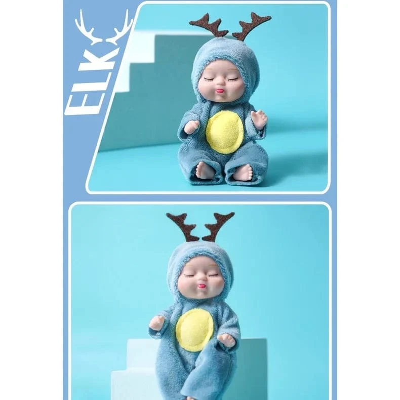 1 stücke Kawaii 12cm Simulation Wiedergeburt Puppen Spielzeug Mini Nette Schlafende Baby Serie Puppe Cartoon Tier Spielzeug für Kinder Geburtstag geschenk