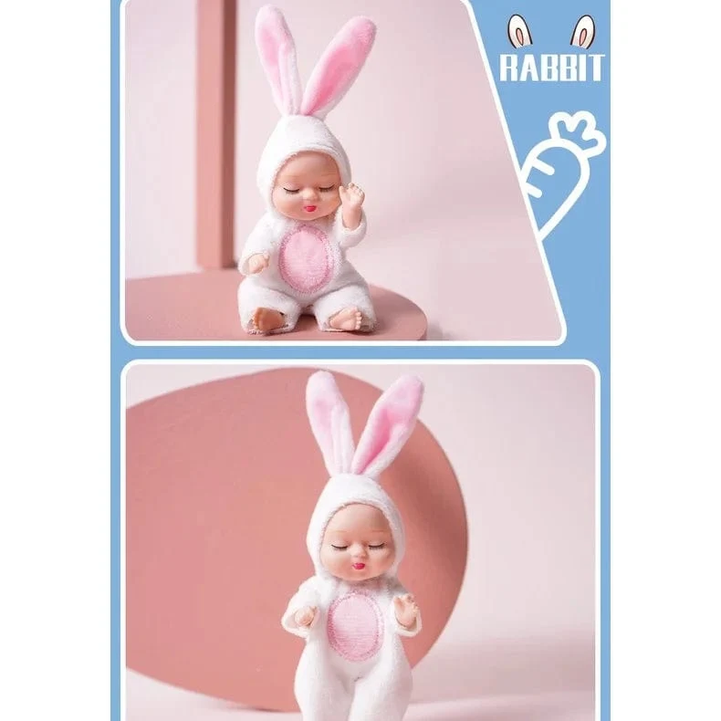 1 stücke Kawaii 12cm Simulation Wiedergeburt Puppen Spielzeug Mini Nette Schlafende Baby Serie Puppe Cartoon Tier Spielzeug für Kinder Geburtstag geschenk