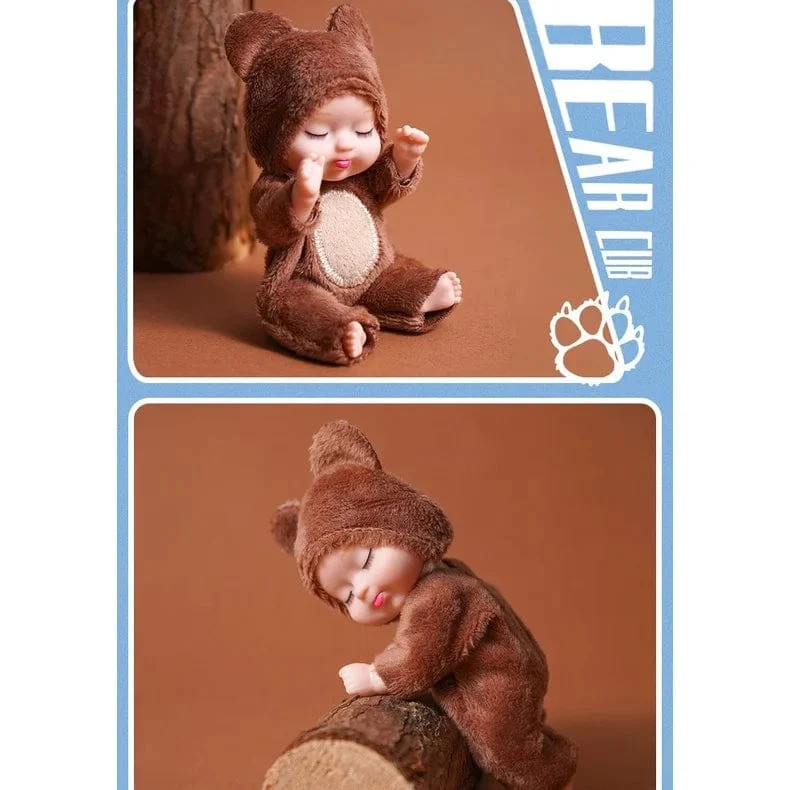 1 stücke Kawaii 12cm Simulation Wiedergeburt Puppen Spielzeug Mini Nette Schlafende Baby Serie Puppe Cartoon Tier Spielzeug für Kinder Geburtstag geschenk