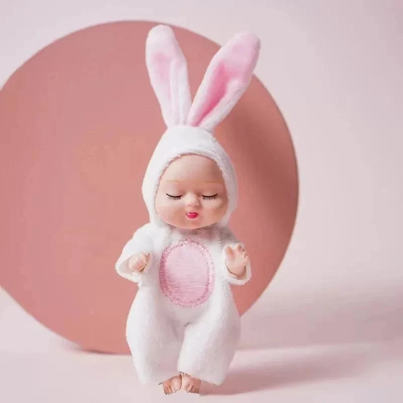 1 stücke Kawaii 12cm Simulation Wiedergeburt Puppen Spielzeug Mini Nette Schlafende Baby Serie Puppe Cartoon Tier Spielzeug für Kinder Geburtstag geschenk