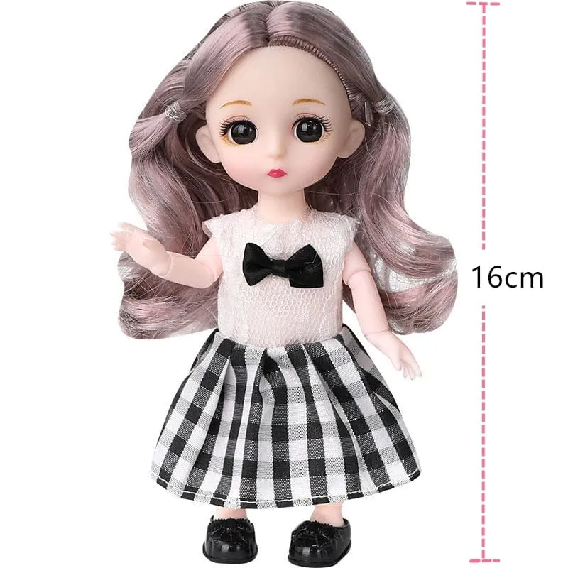 16cm Prinzessin BJD 1/12 Puppe mit Kleidung und Schuhen Bewegliche 13 Gelenke Süßes süßes Gesicht Mädchen Geschenk Kinderspielzeug