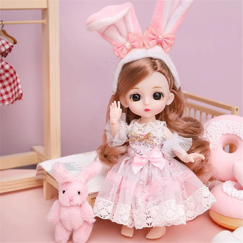 16cm Prinzessin BJD 1/12 Puppe mit Kleidung und Schuhen Bewegliche 13 Gelenke Süßes süßes Gesicht Mädchen Geschenk Kinderspielzeug