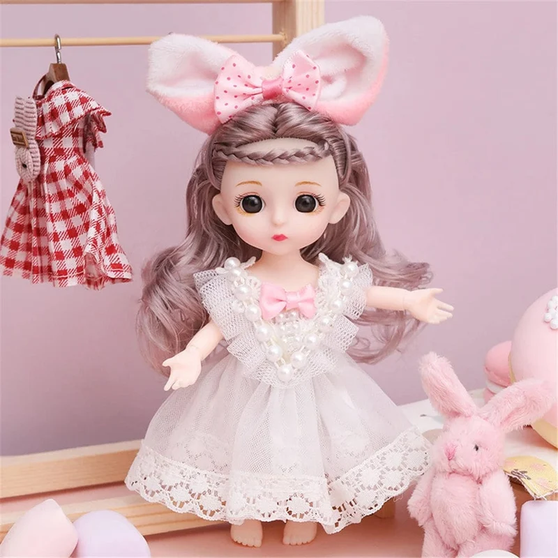 16cm Prinzessin BJD 1/12 Puppe mit Kleidung und Schuhen Bewegliche 13 Gelenke Süßes süßes Gesicht Mädchen Geschenk Kinderspielzeug