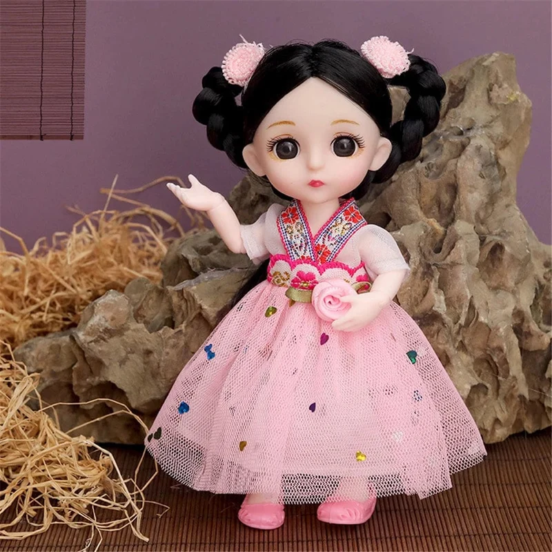 16cm Prinzessin BJD 1/12 Puppe mit Kleidung und Schuhen Bewegliche 13 Gelenke Süßes süßes Gesicht Mädchen Geschenk Kinderspielzeug
