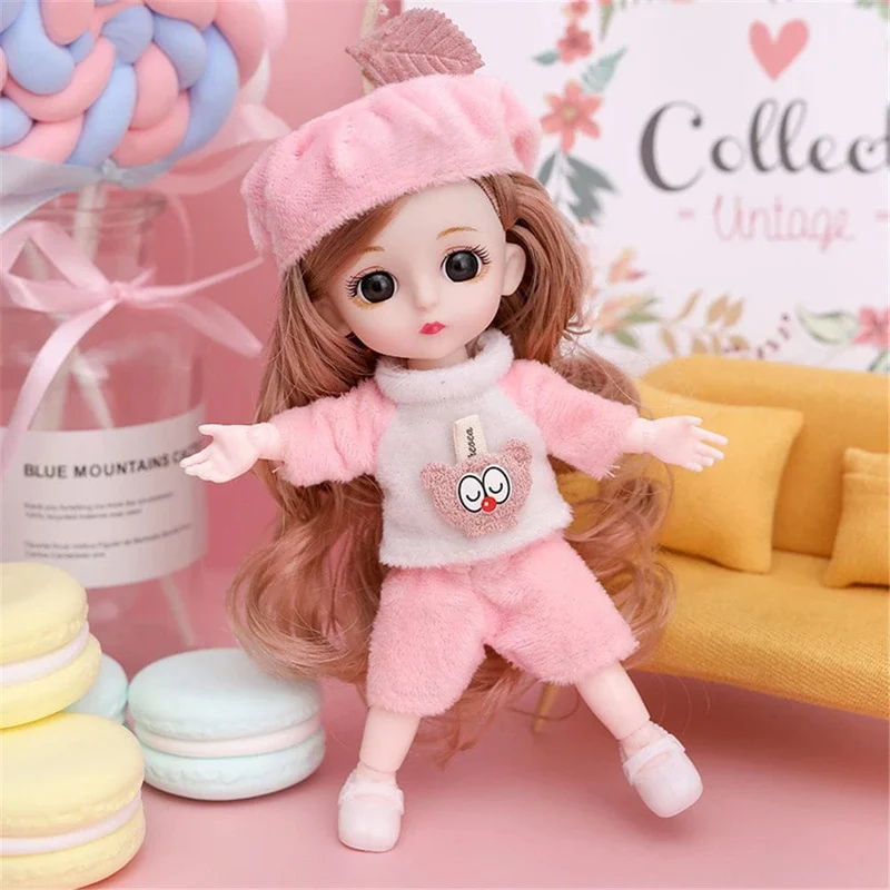16cm Prinzessin BJD 1/12 Puppe mit Kleidung und Schuhen Bewegliche 13 Gelenke Süßes süßes Gesicht Mädchen Geschenk Kinderspielzeug