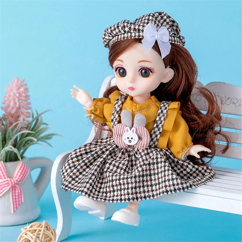 16cm Prinzessin BJD 1/12 Puppe mit Kleidung und Schuhen Bewegliche 13 Gelenke Süßes süßes Gesicht Mädchen Geschenk Kinderspielzeug