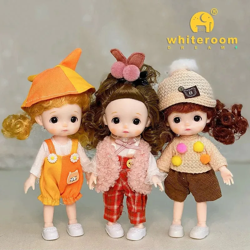 Neue BjD 16CM Puppe für Gitls 13 bewegliche Gelenke süßes Gesicht und blaue Augen mit Kleidung Schuhe Mini Puppen Mädchen Geschenk für Mädchen DIY Spielzeug
