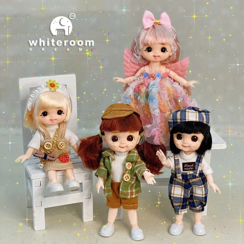 Neue BjD 16CM Puppe für Gitls 13 bewegliche Gelenke süßes Gesicht und blaue Augen mit Kleidung Schuhe Mini Puppen Mädchen Geschenk für Mädchen DIY Spielzeug