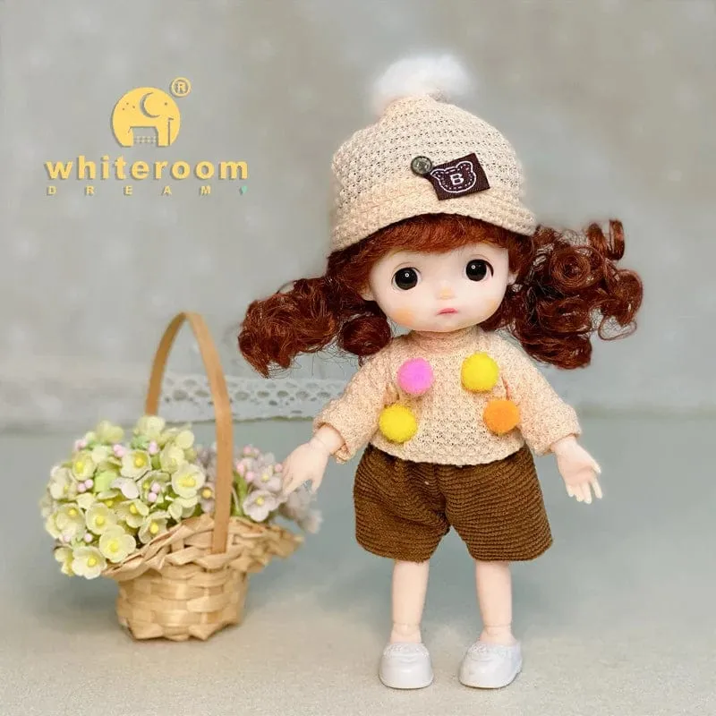Neue BjD 16CM Puppe für Gitls 13 bewegliche Gelenke süßes Gesicht und blaue Augen mit Kleidung Schuhe Mini Puppen Mädchen Geschenk für Mädchen DIY Spielzeug