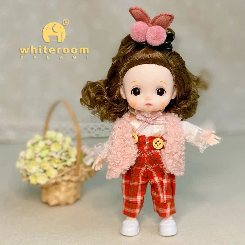 Neue BjD 16CM Puppe für Gitls 13 bewegliche Gelenke süßes Gesicht und blaue Augen mit Kleidung Schuhe Mini Puppen Mädchen Geschenk für Mädchen DIY Spielzeug