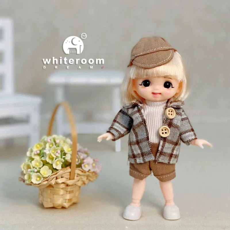 Neue BjD 16CM Puppe für Gitls 13 bewegliche Gelenke süßes Gesicht und blaue Augen mit Kleidung Schuhe Mini Puppen Mädchen Geschenk für Mädchen DIY Spielzeug
