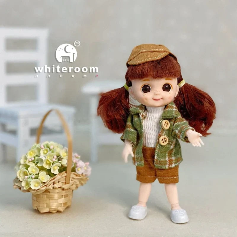 Neue BjD 16CM Puppe für Gitls 13 bewegliche Gelenke süßes Gesicht und blaue Augen mit Kleidung Schuhe Mini Puppen Mädchen Geschenk für Mädchen DIY Spielzeug