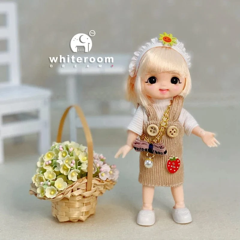 Neue BjD 16CM Puppe für Gitls 13 bewegliche Gelenke süßes Gesicht und blaue Augen mit Kleidung Schuhe Mini Puppen Mädchen Geschenk für Mädchen DIY Spielzeug