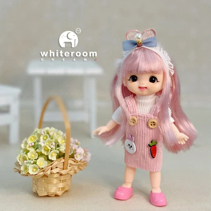 Neue BjD 16CM Puppe für Gitls 13 bewegliche Gelenke süßes Gesicht und blaue Augen mit Kleidung Schuhe Mini Puppen Mädchen Geschenk für Mädchen DIY Spielzeug